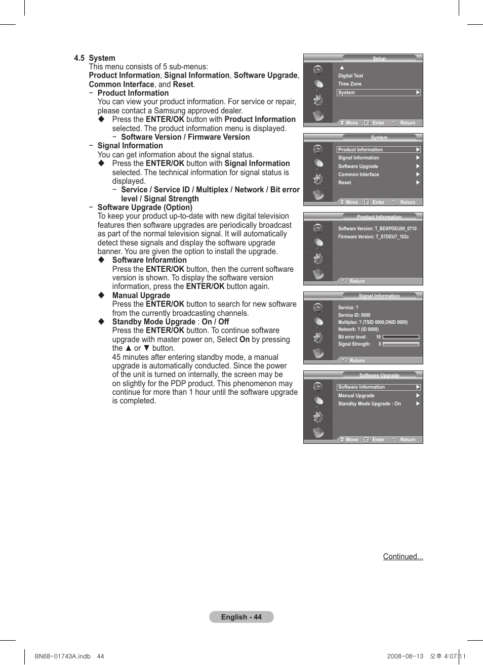 Samsung PS50A417C2D User Manual | Page 44 / 477