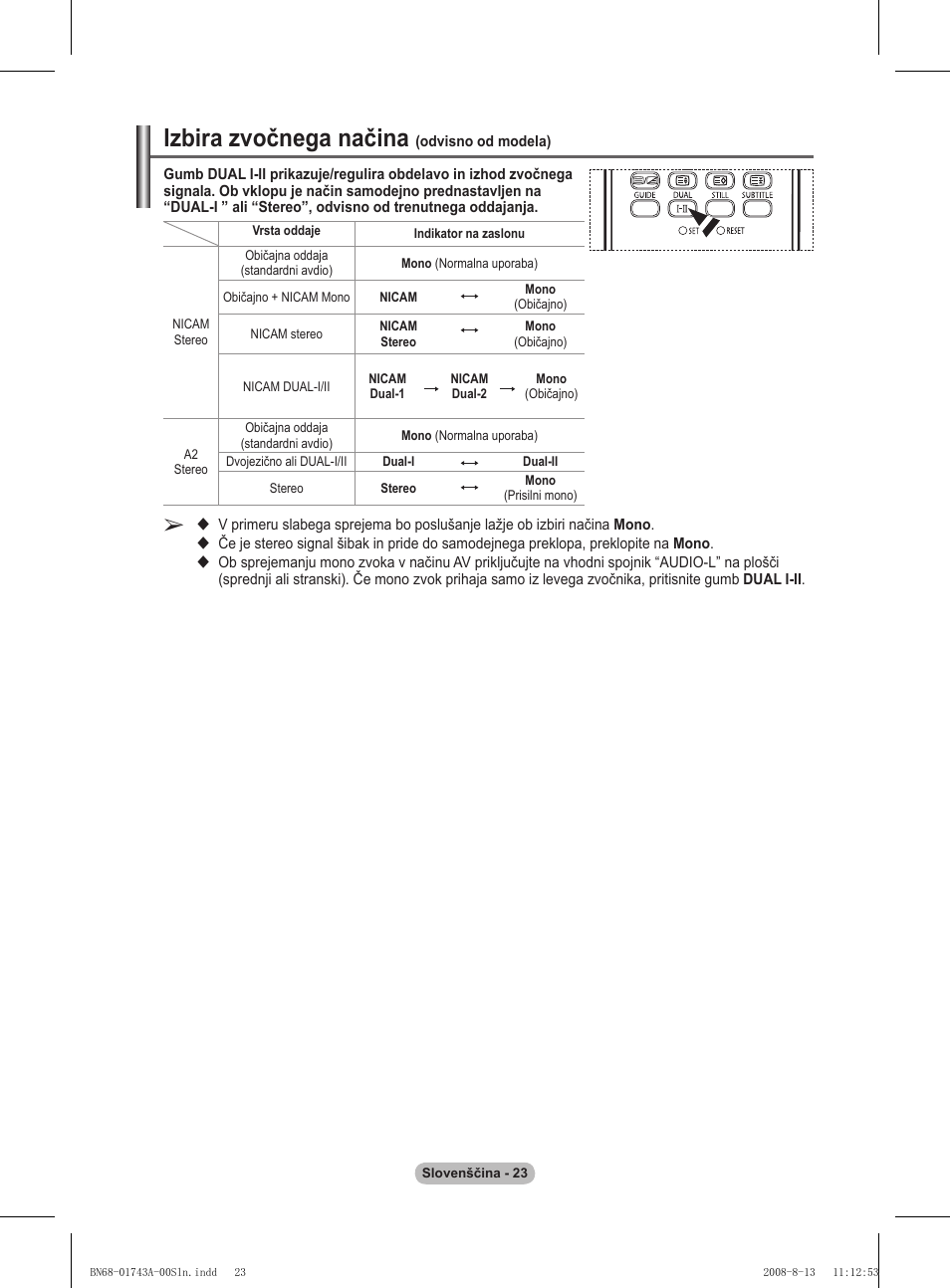 Izbira zvočnega načina | Samsung PS50A417C2D User Manual | Page 440 / 477