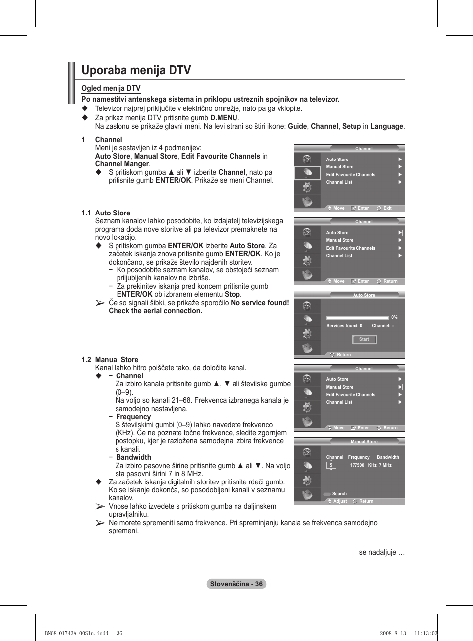 Uporaba menija dtv | Samsung PS50A417C2D User Manual | Page 453 / 477