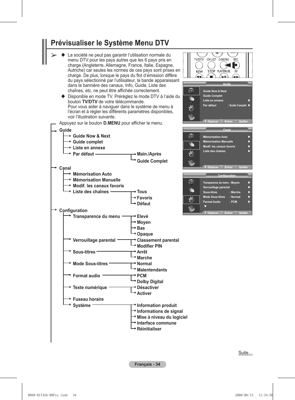 Prévisualiser le système menu dtv | Samsung PS50A417C2D User Manual | Page 96 / 477