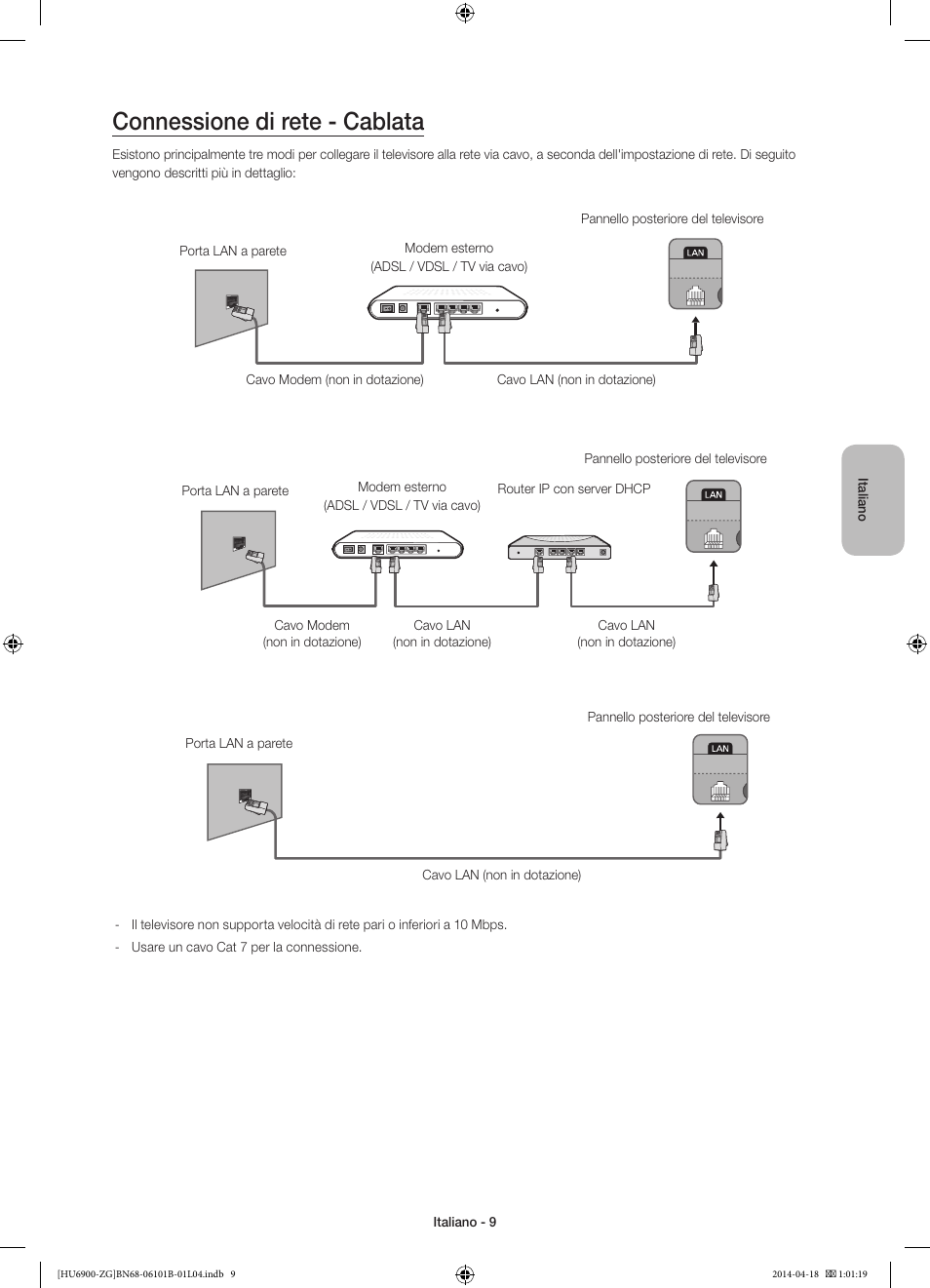 Connessione di rete - cablata | Samsung UE55HU6900S User Manual | Page 81 / 97