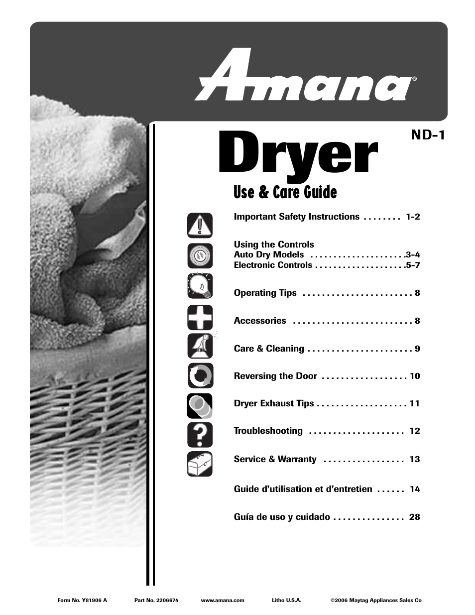 Amana ND-1 User Manual | 44 pages