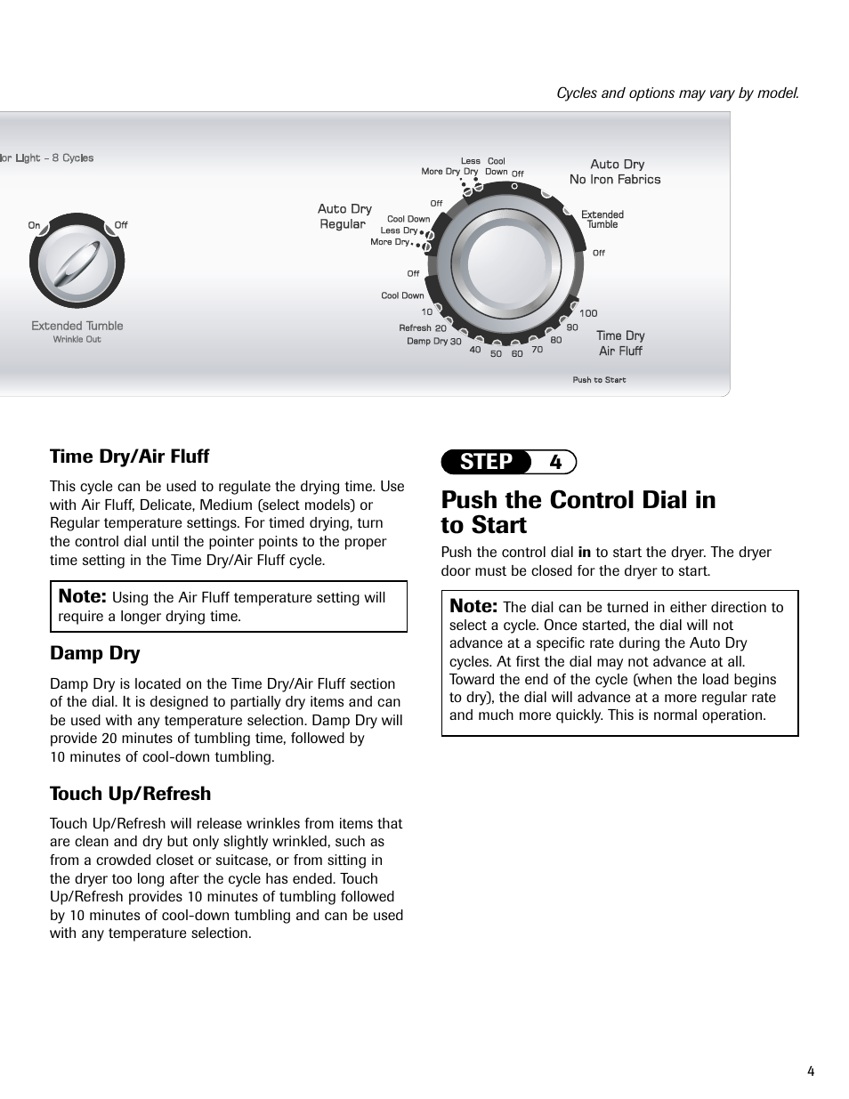 Push the control dial in to start, Step 4 | Amana ND-1 User Manual | Page 5 / 44
