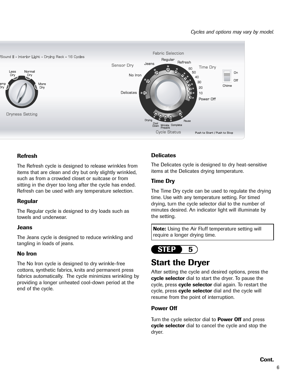 Start the dryer, Step 5 | Amana ND-1 User Manual | Page 7 / 44
