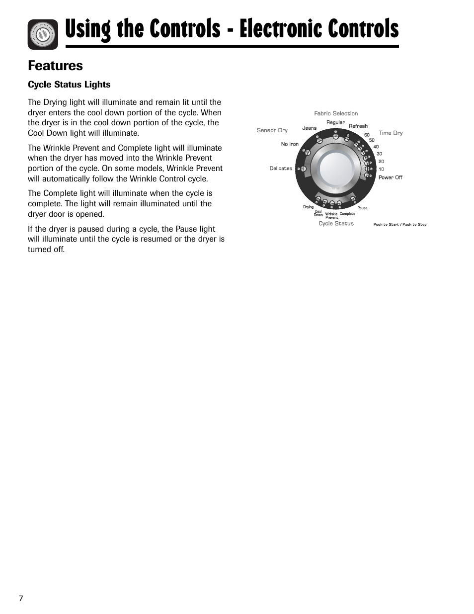 Using the controls - electronic controls, Features | Amana ND-1 User Manual | Page 8 / 44