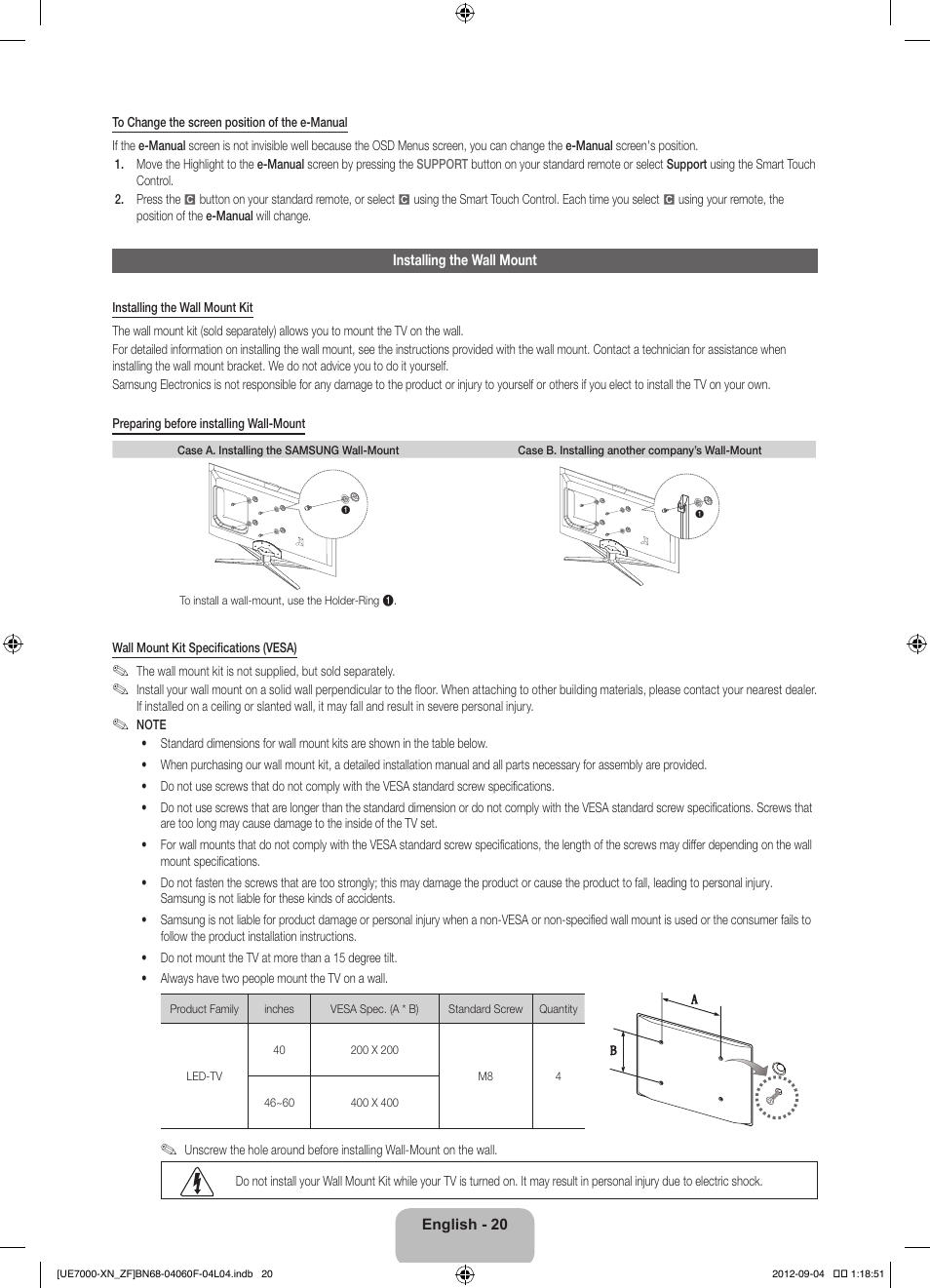Samsung UE55ES7000S User Manual | Page 20 / 93