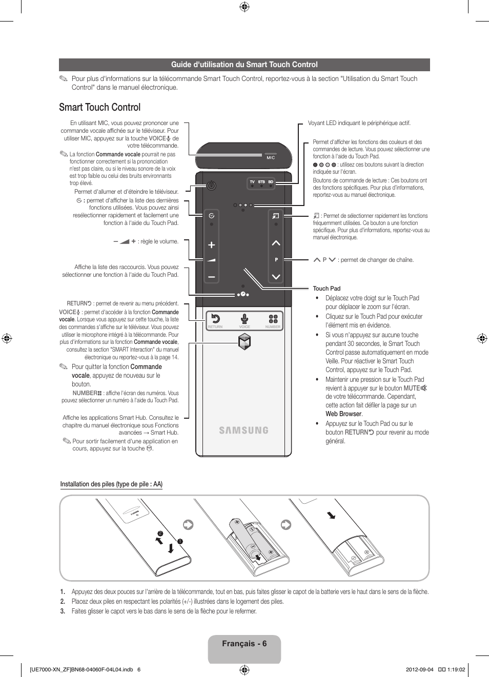 Smart touch control | Samsung UE55ES7000S User Manual | Page 29 / 93