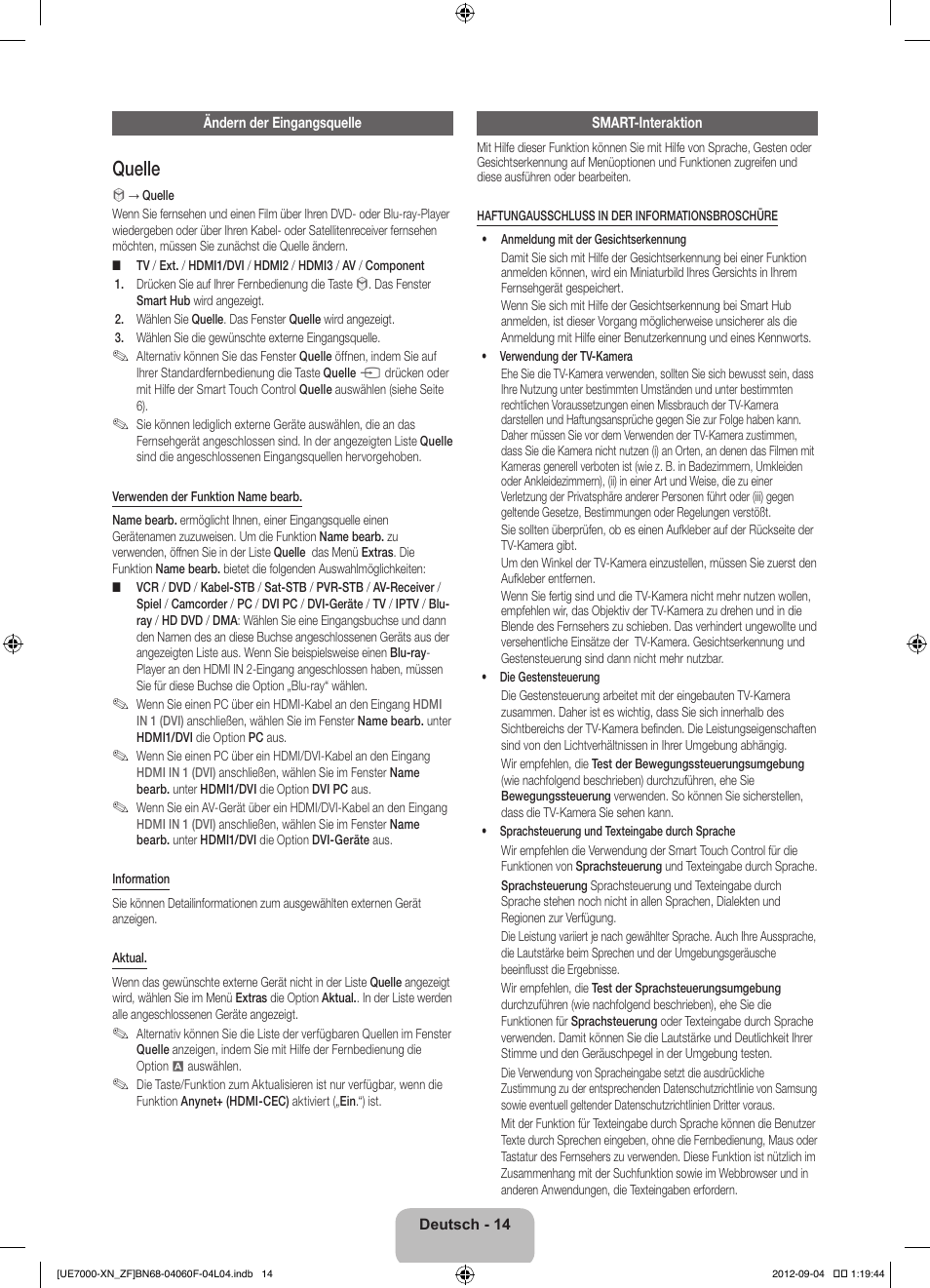 Quelle | Samsung UE55ES7000S User Manual | Page 60 / 93