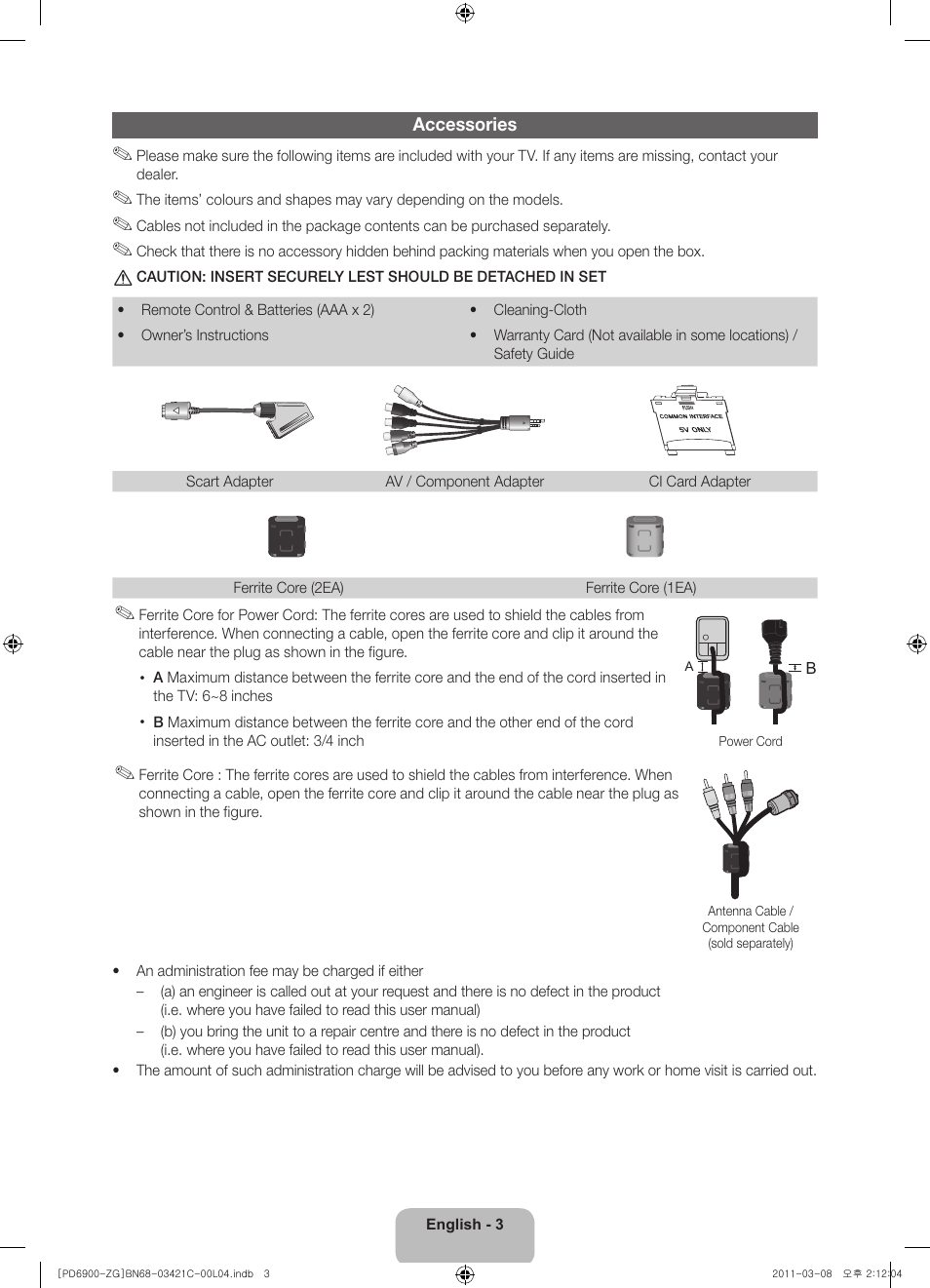 Samsung PS59D6900DS User Manual | Page 3 / 78