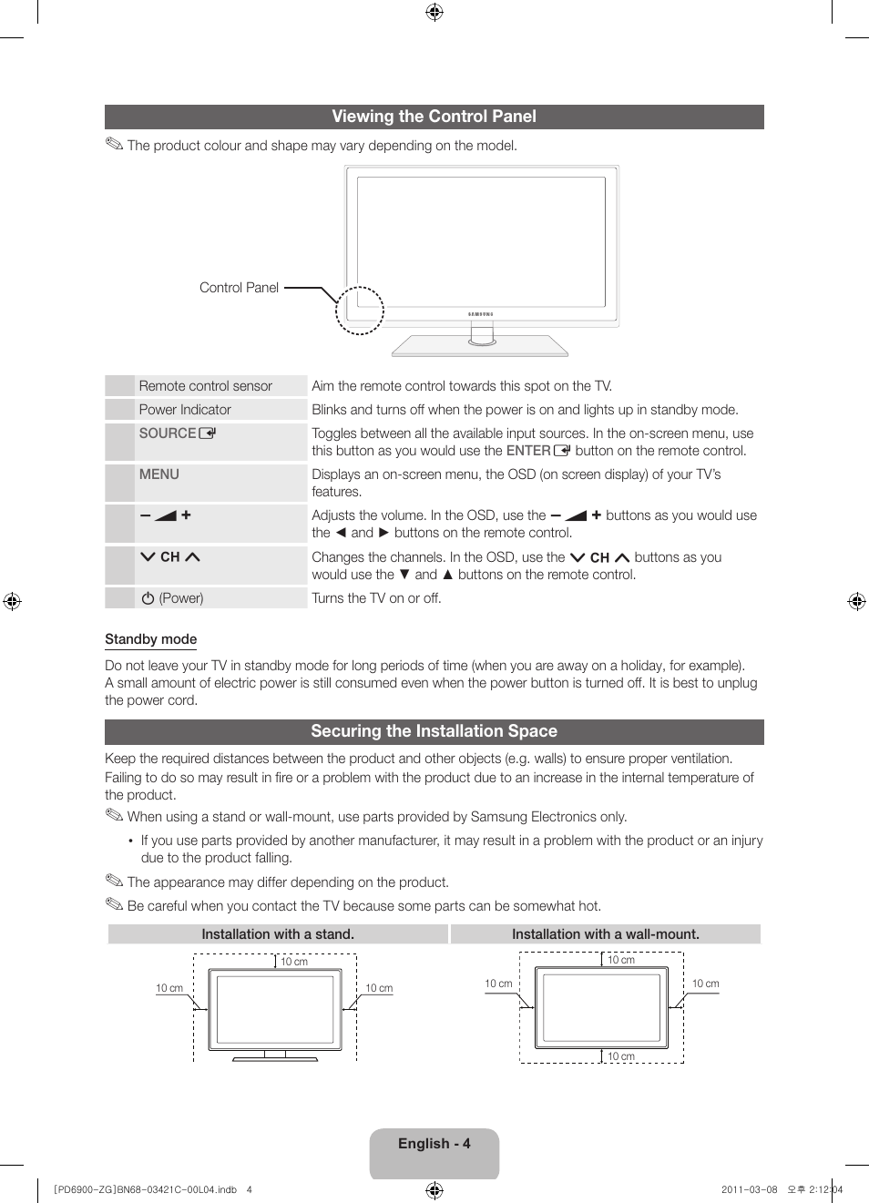 Samsung PS59D6900DS User Manual | Page 4 / 78