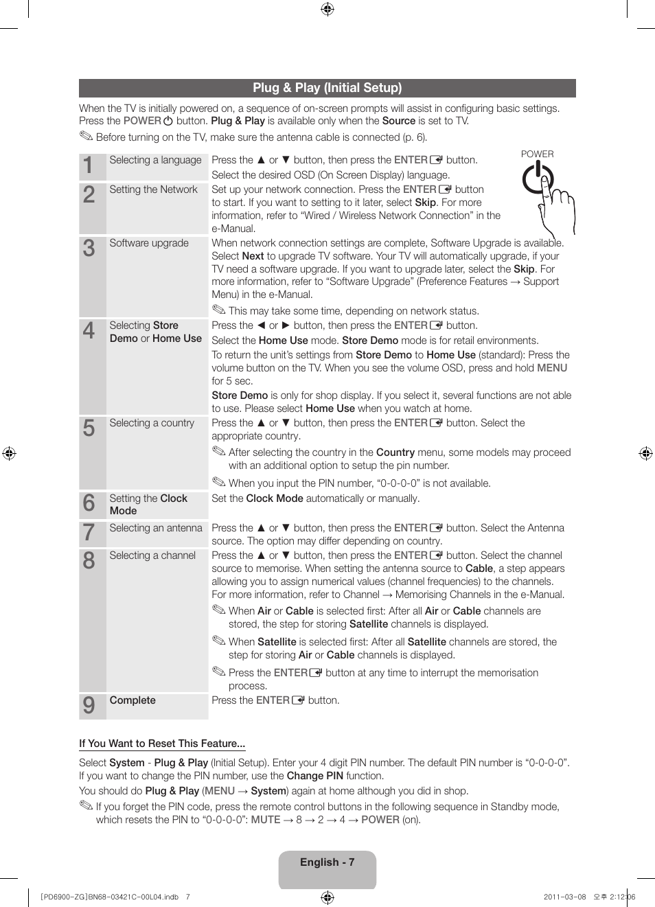 Samsung PS59D6900DS User Manual | Page 7 / 78