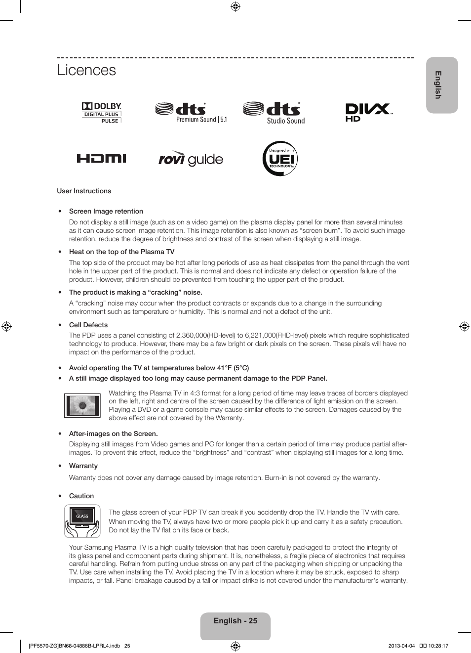 Licences | Samsung PS60F5570SS User Manual | Page 25 / 97