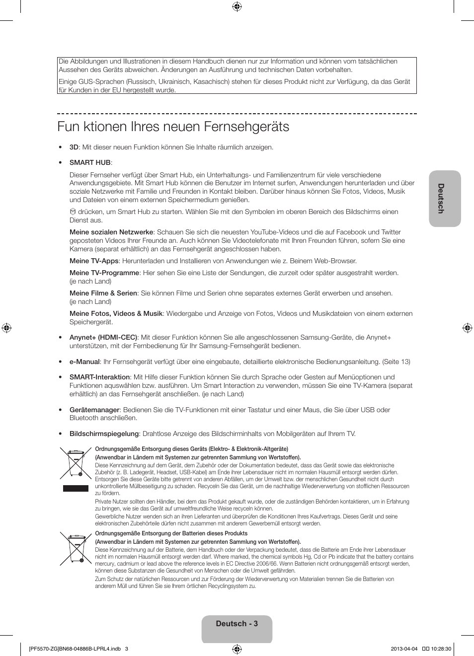 Fun ktionen ihres neuen fernsehgeräts | Samsung PS60F5570SS User Manual | Page 51 / 97