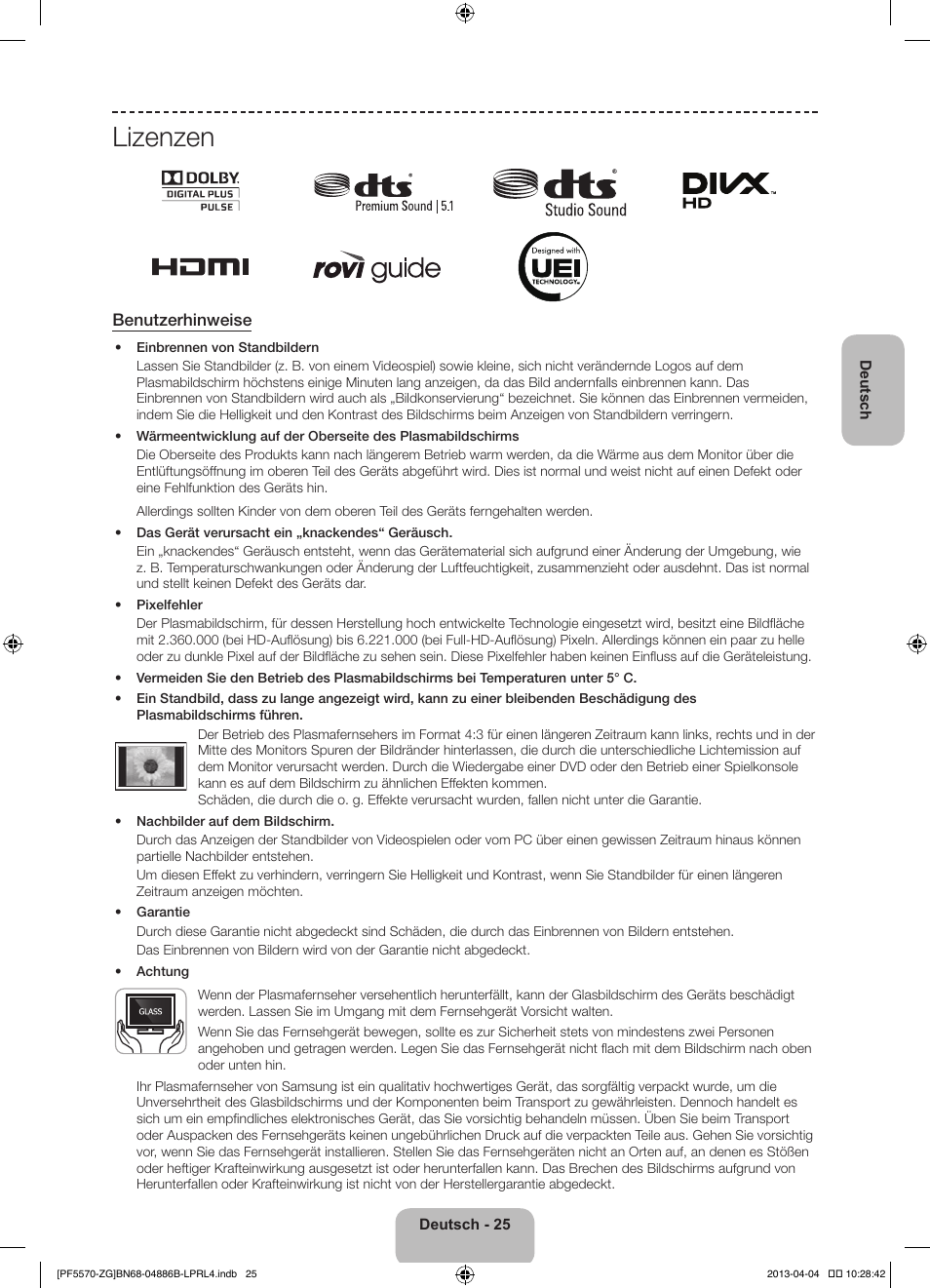 Lizenzen, Benutzerhinweise | Samsung PS60F5570SS User Manual | Page 73 / 97