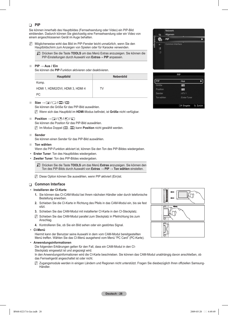 Common interface | Samsung PS50B679S1S User Manual | Page 119 / 339