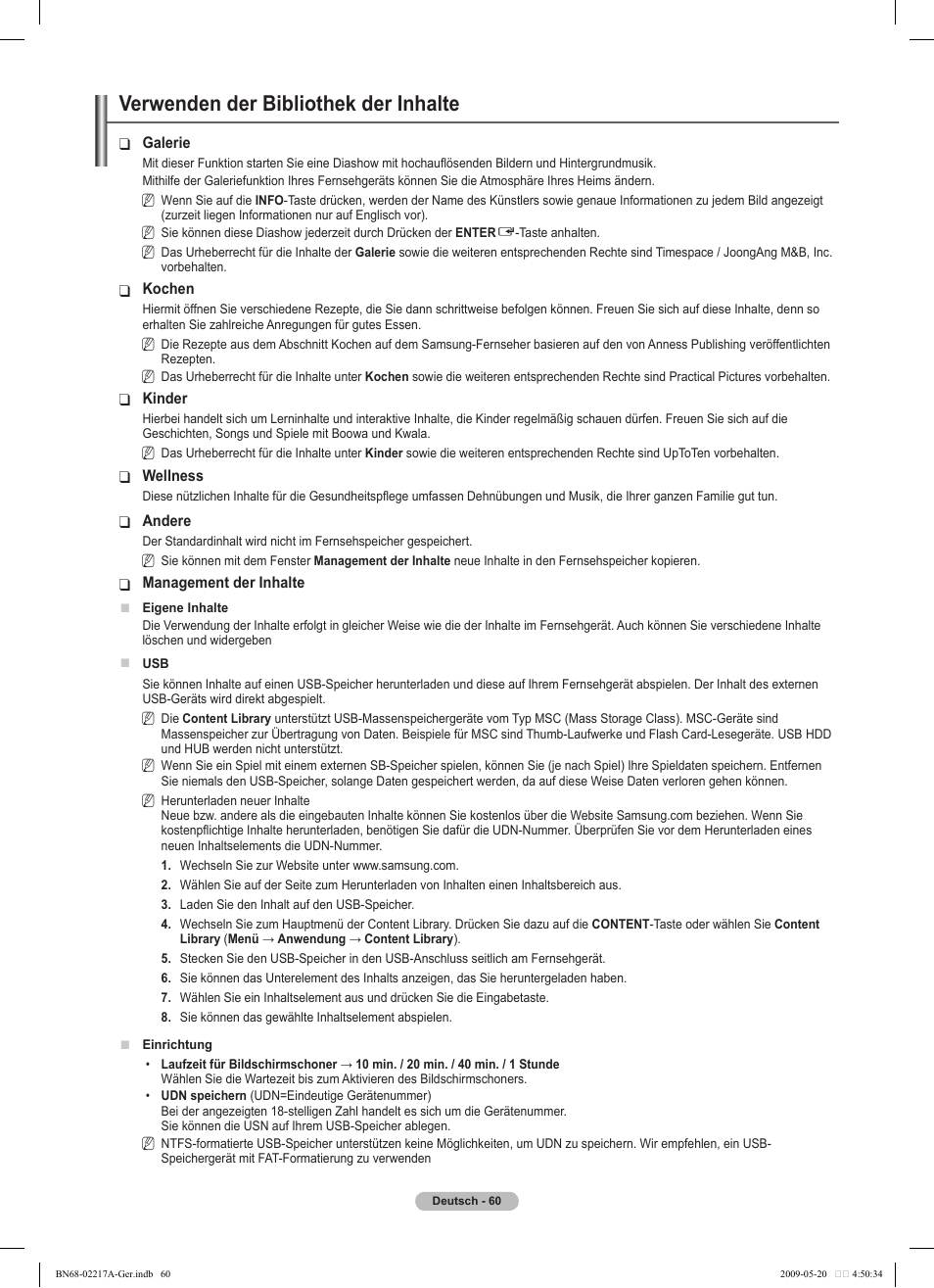 Verwenden der bibliothek der inhalte | Samsung PS50B679S1S User Manual | Page 151 / 339