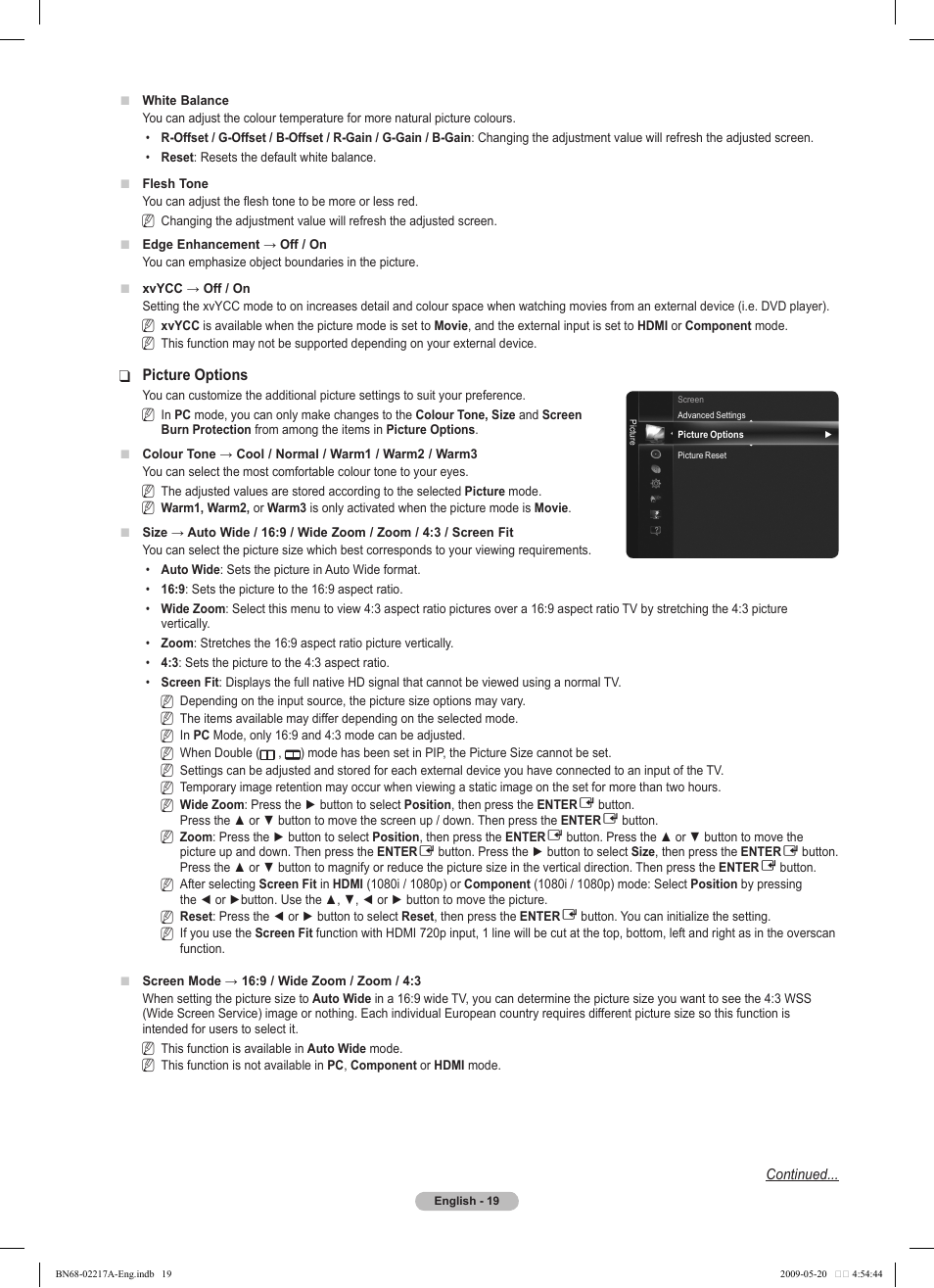 Samsung PS50B679S1S User Manual | Page 19 / 339