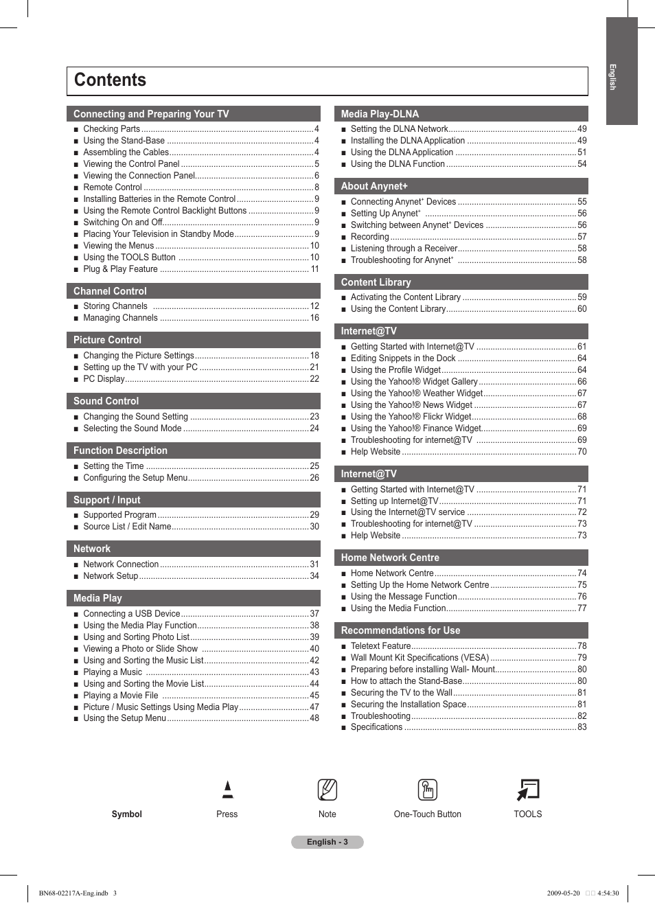 Samsung PS50B679S1S User Manual | Page 3 / 339