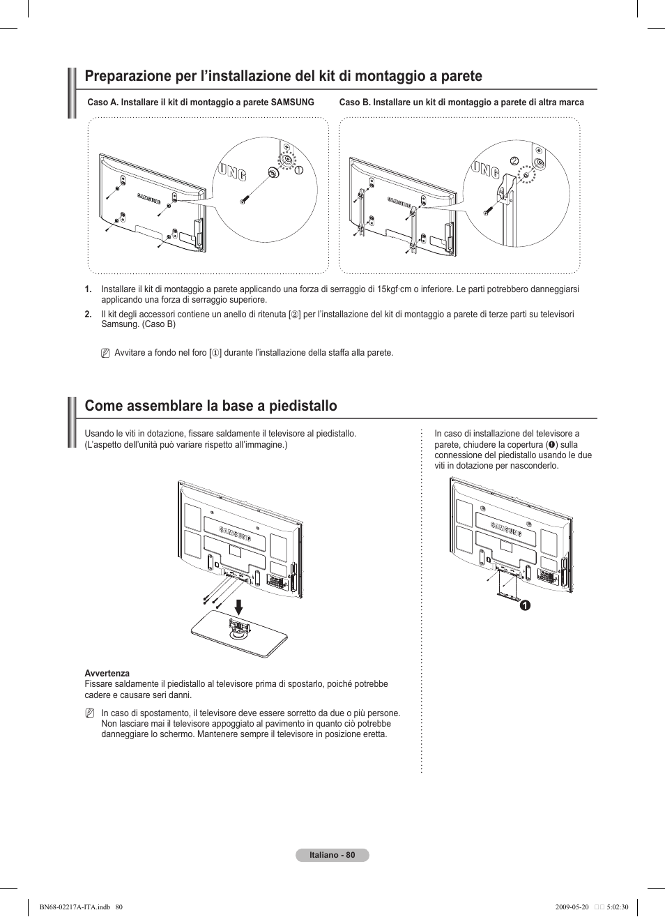 Come assemblare la base a piedistallo | Samsung PS50B679S1S User Manual | Page 335 / 339