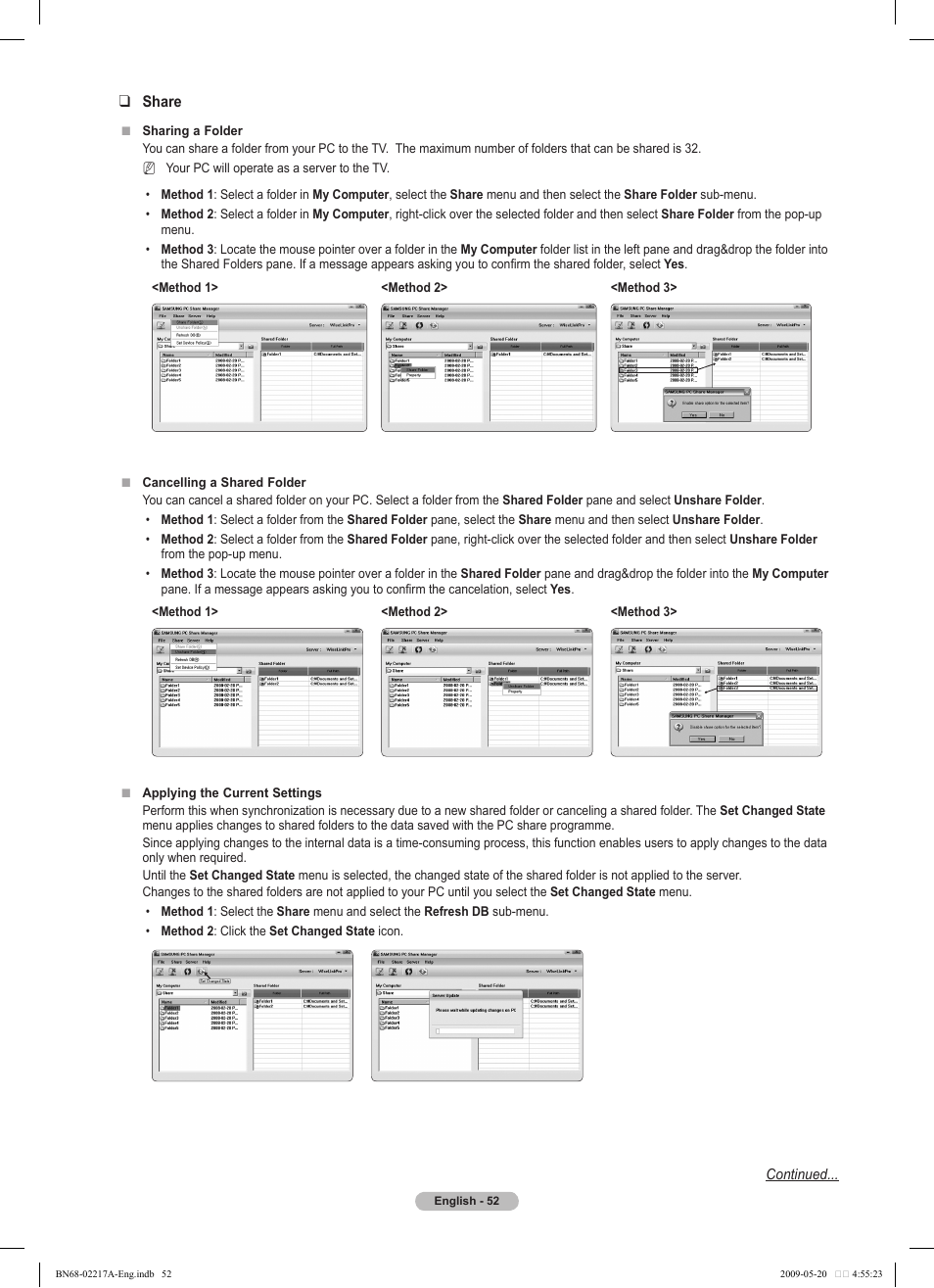 Samsung PS50B679S1S User Manual | Page 52 / 339