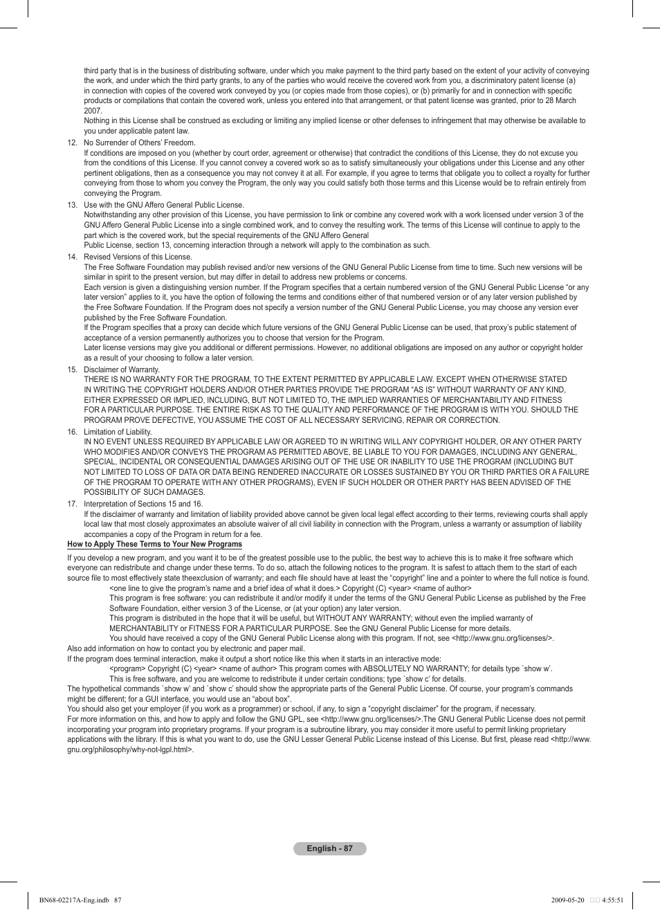 Samsung PS50B679S1S User Manual | Page 87 / 339