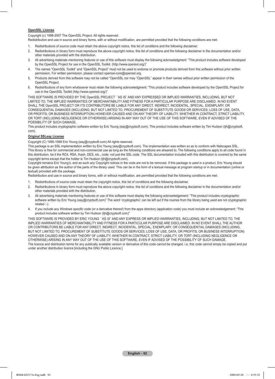 Samsung PS50B679S1S User Manual | Page 92 / 339