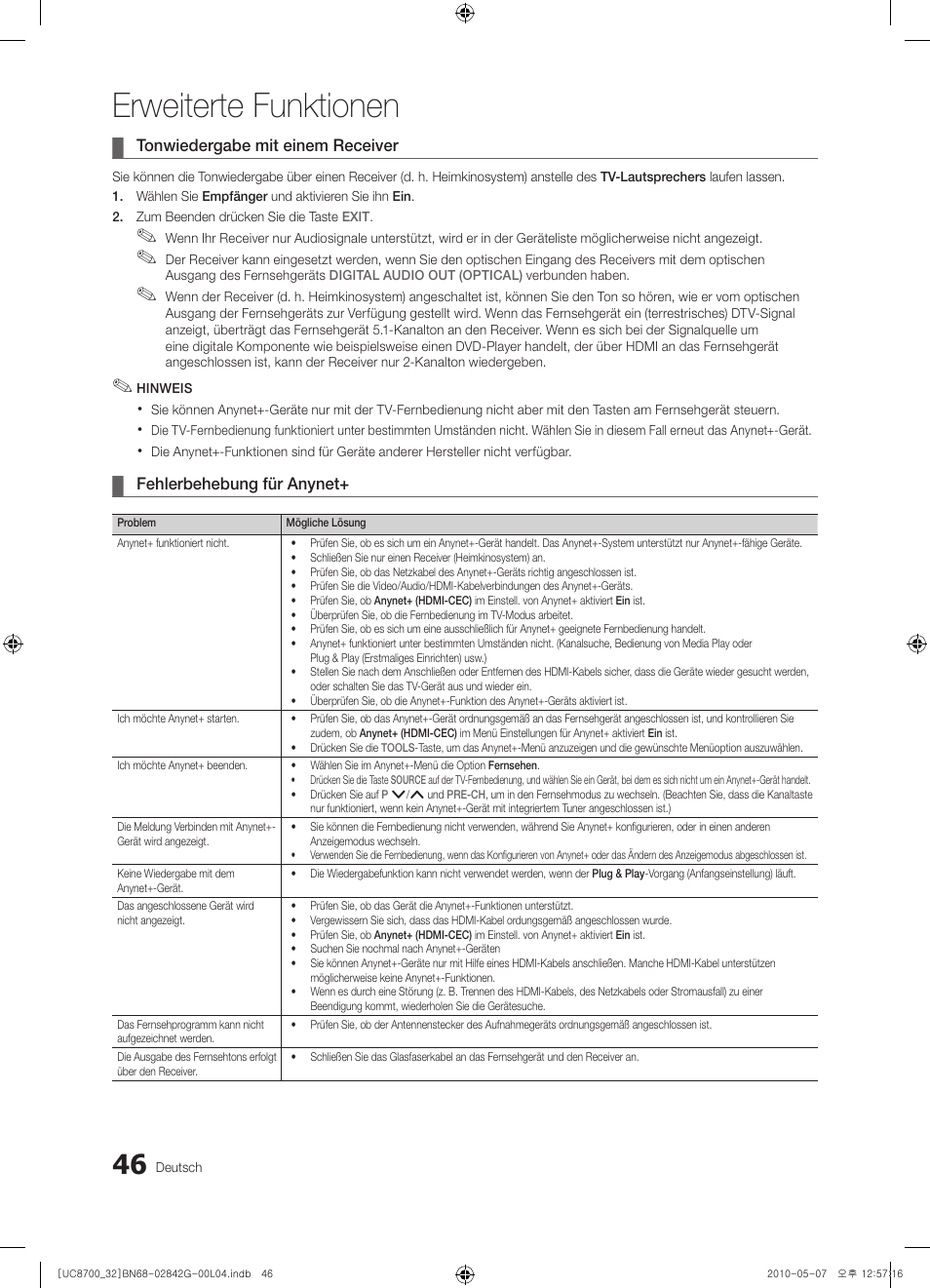 Erweiterte funktionen | Samsung UE32C8700XS User Manual | Page 170 / 249