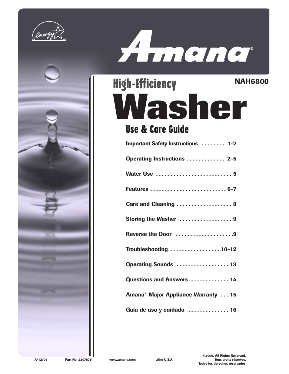 Amana NAH6800 User Manual | 32 pages