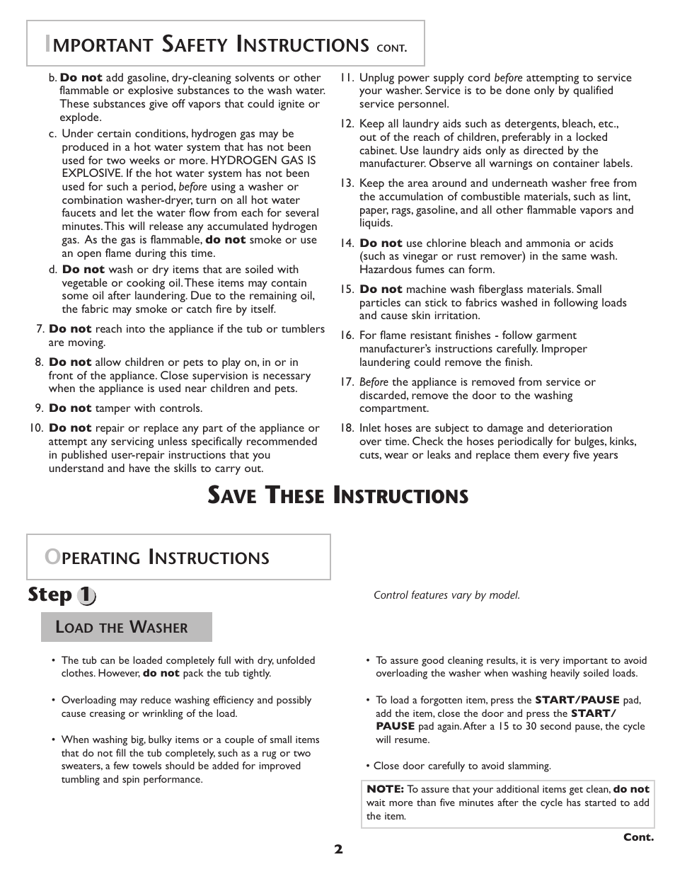 Step 1, Hese, Mportant | Afety, Perating, Nstructions | Amana NAH6800 User Manual | Page 3 / 32