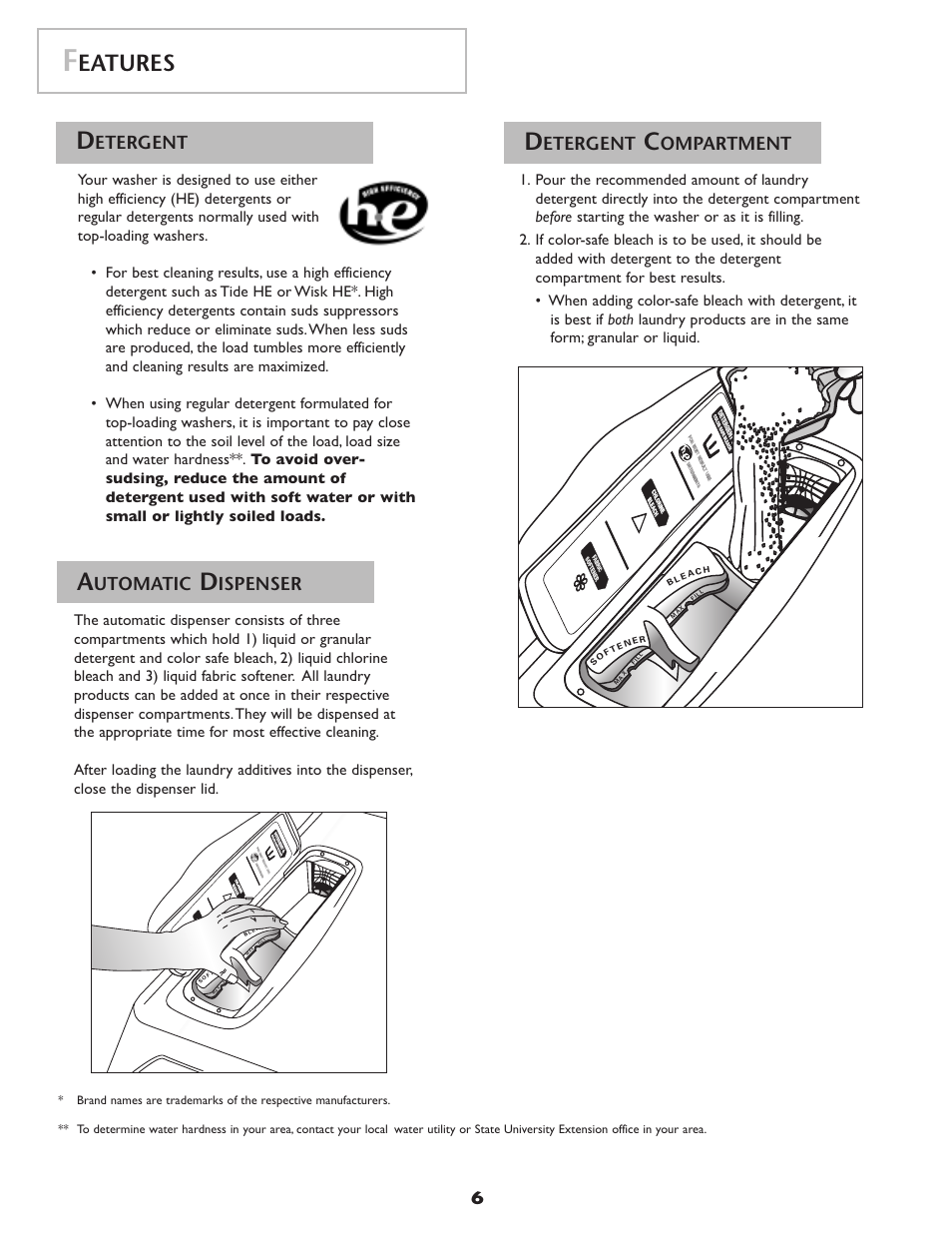 Eatures, Etergent, Utomatic | Ispenser, Ompartment | Amana NAH6800 User Manual | Page 7 / 32