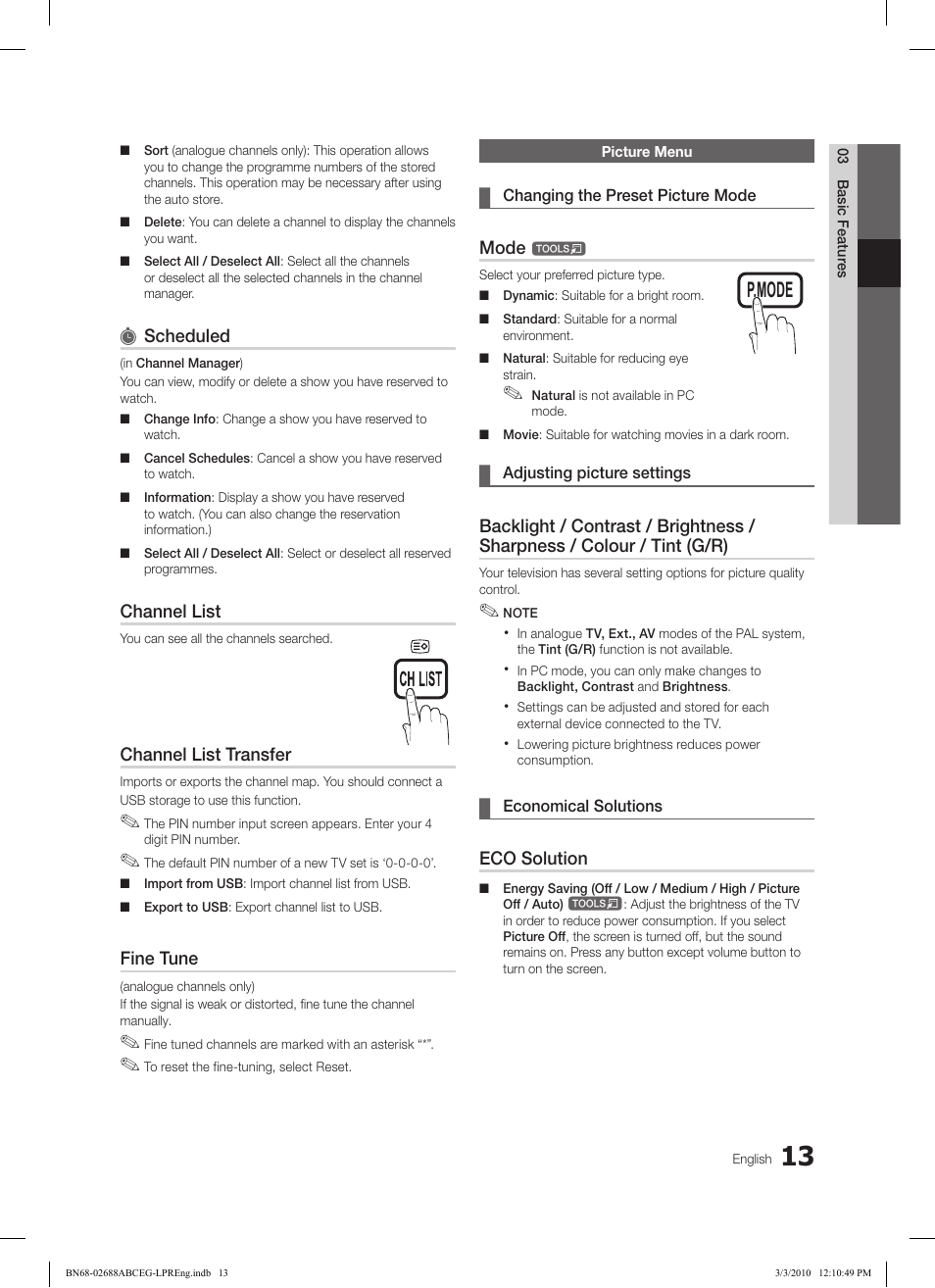 Subt. dual i-ii p.mode s.mode source, Hdmi | Samsung LE46C550J1W User Manual | Page 13 / 193