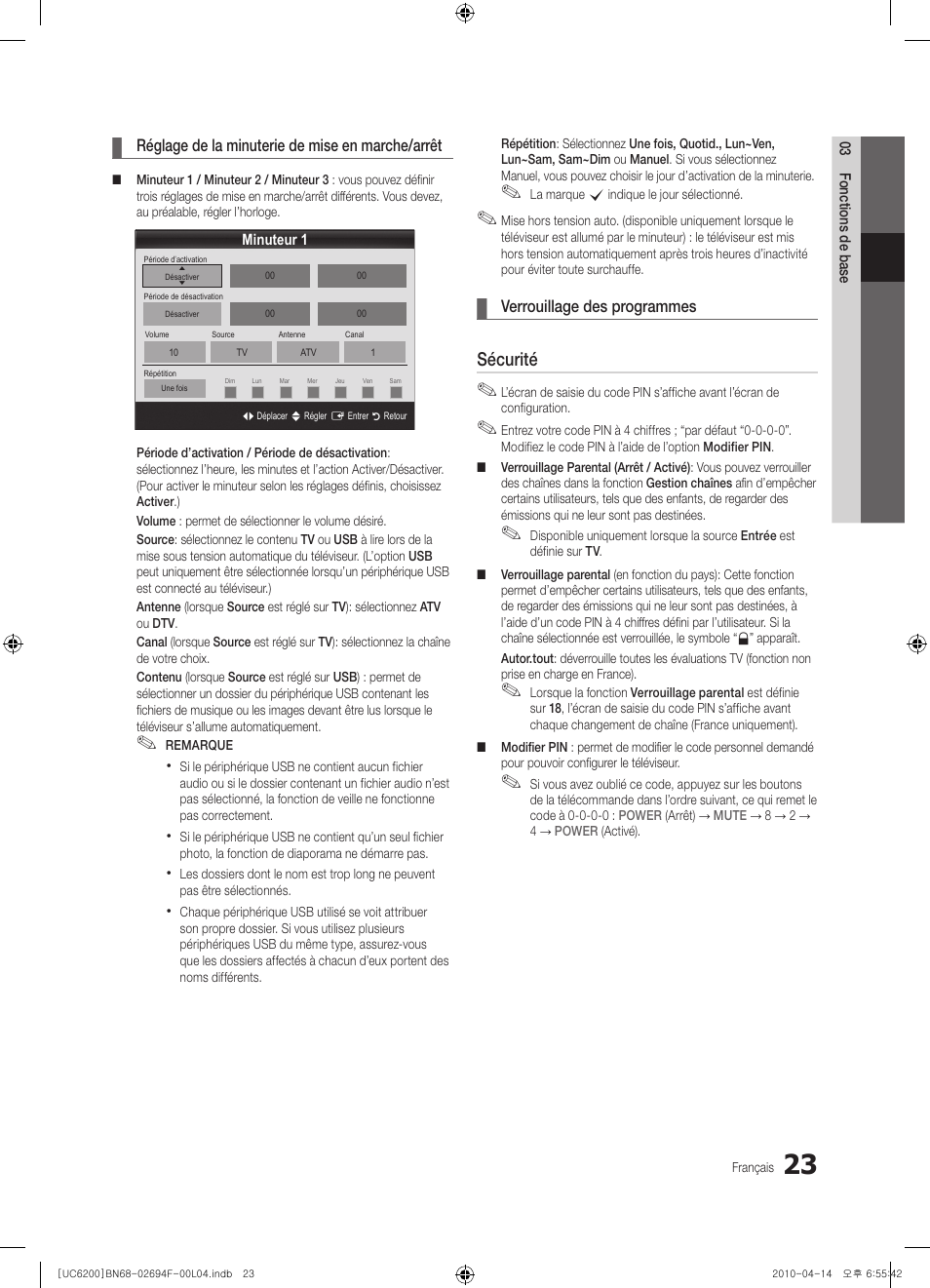 Sécurité | Samsung UE32C6200RS User Manual | Page 139 / 232