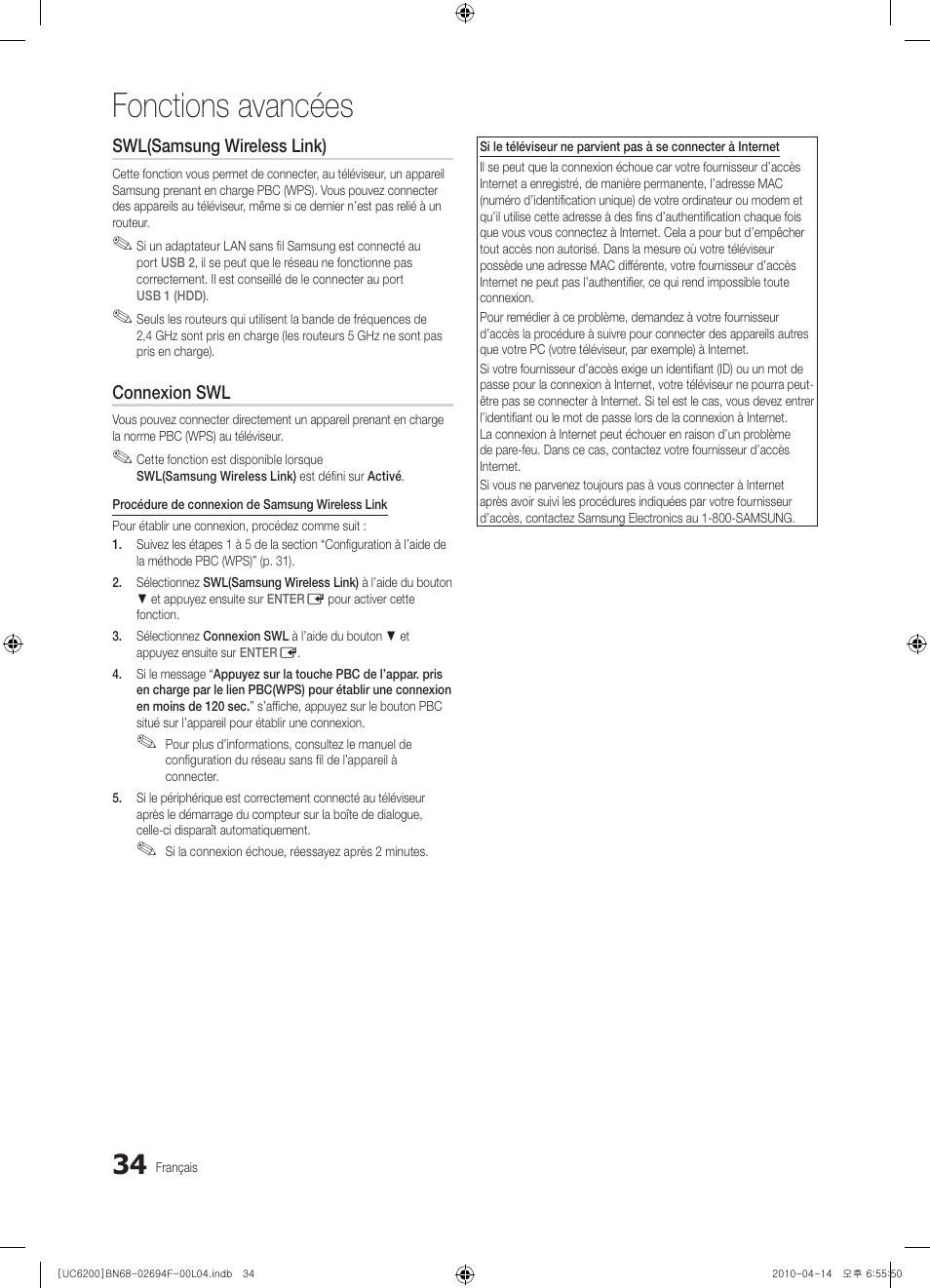 Fonctions avancées | Samsung UE32C6200RS User Manual | Page 150 / 232