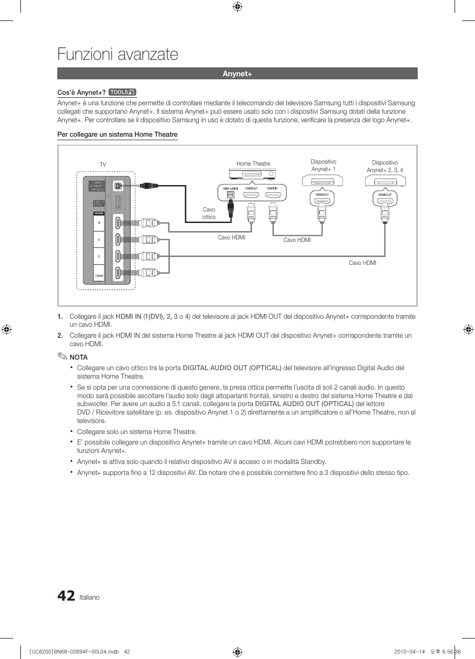 Funzioni avanzate | Samsung UE32C6200RS User Manual | Page 216 / 232