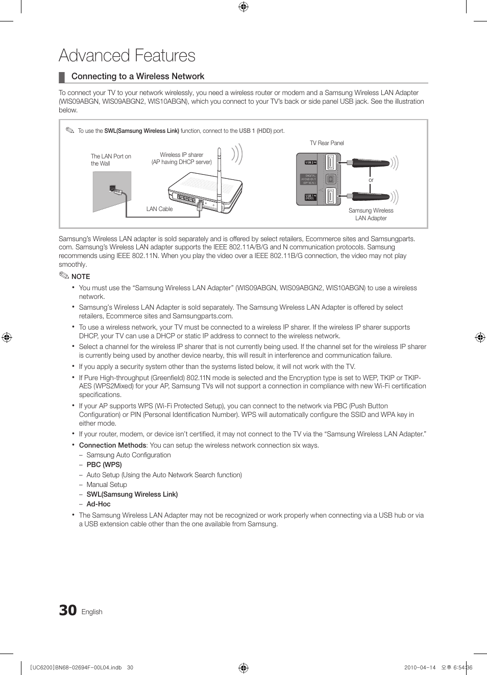 Advanced features | Samsung UE32C6200RS User Manual | Page 30 / 232