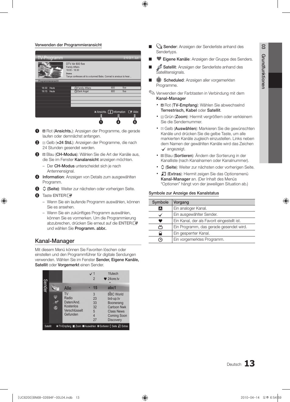 Kanal-manager | Samsung UE32C6200RS User Manual | Page 71 / 232