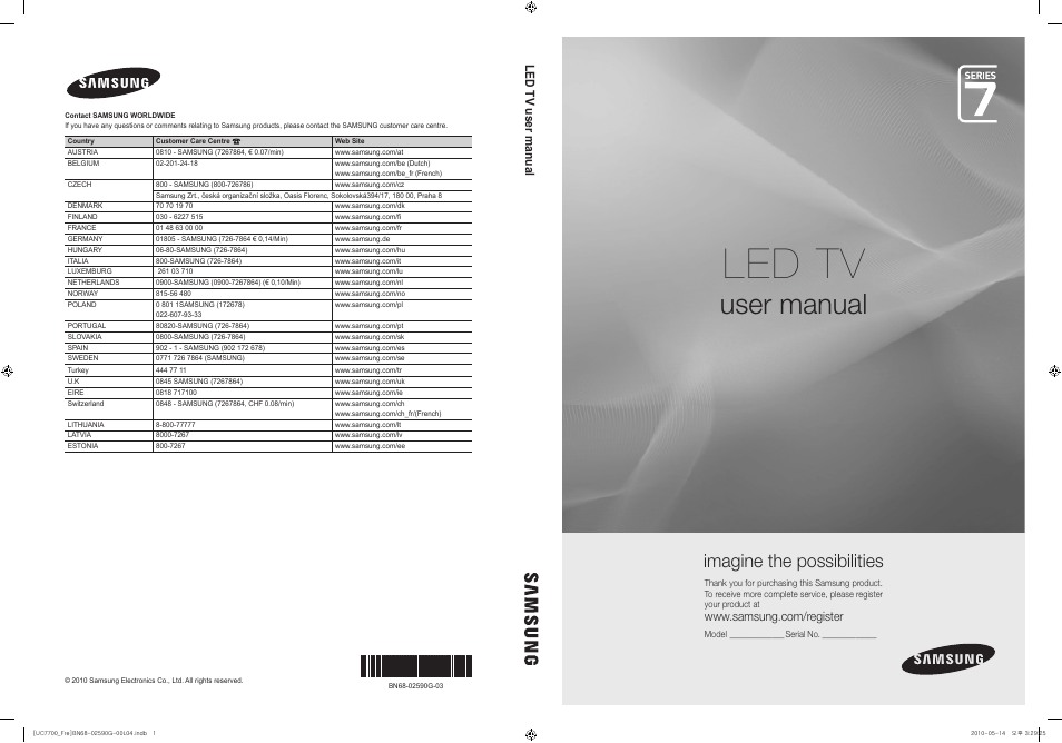 Samsung UE40C7700WS User Manual | 258 pages