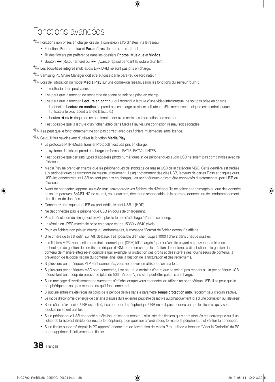 Fonctions avancées | Samsung UE40C7700WS User Manual | Page 102 / 258