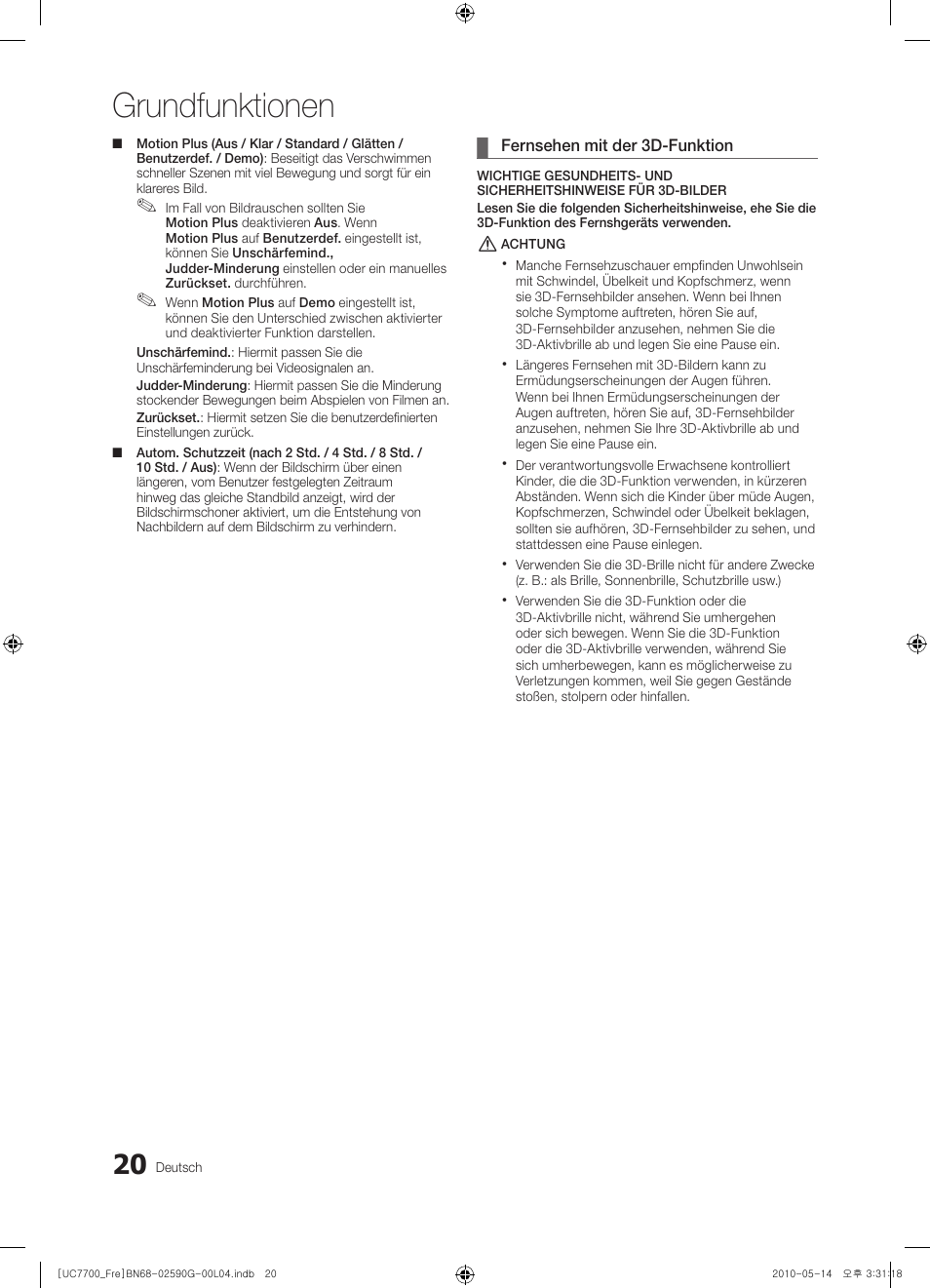 Grundfunktionen | Samsung UE40C7700WS User Manual | Page 148 / 258