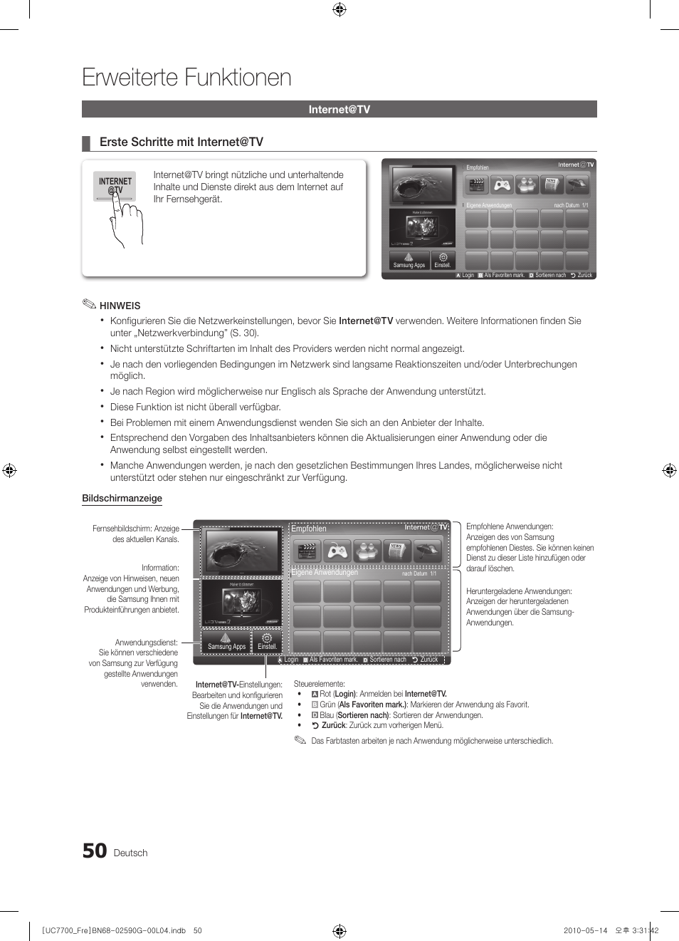 Erweiterte funktionen | Samsung UE40C7700WS User Manual | Page 178 / 258