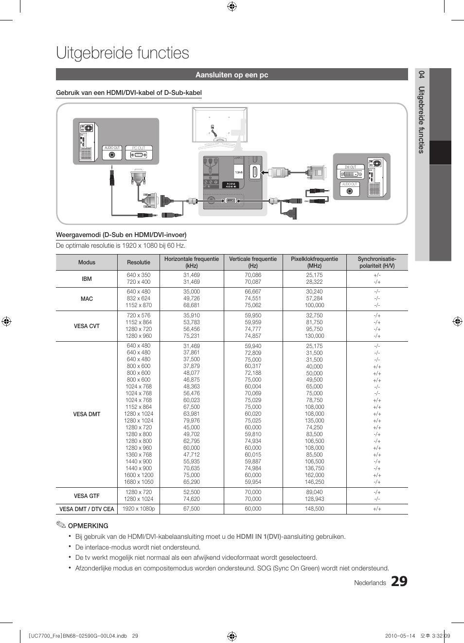 Uitgebreide functies | Samsung UE40C7700WS User Manual | Page 221 / 258