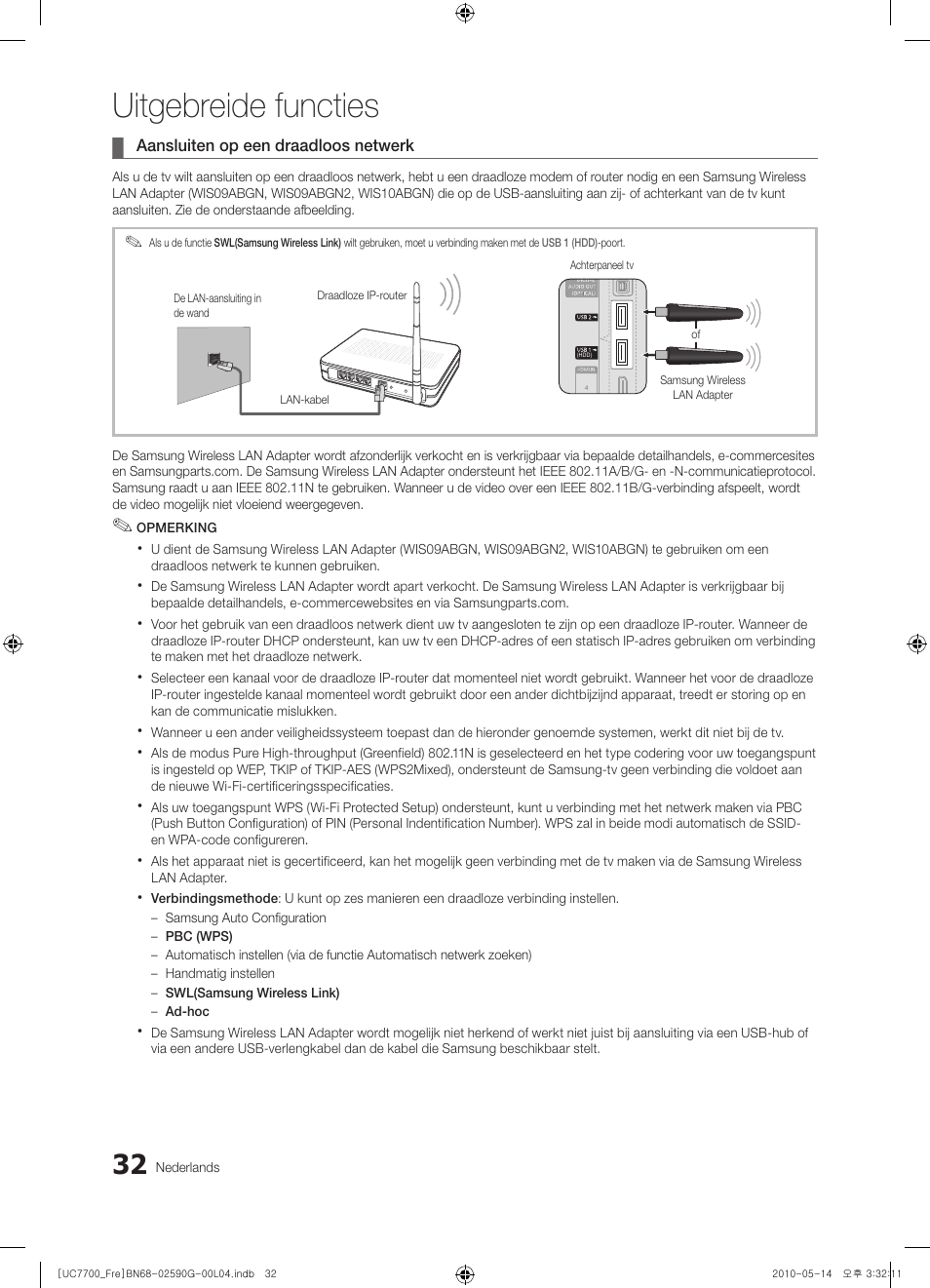 Uitgebreide functies | Samsung UE40C7700WS User Manual | Page 224 / 258