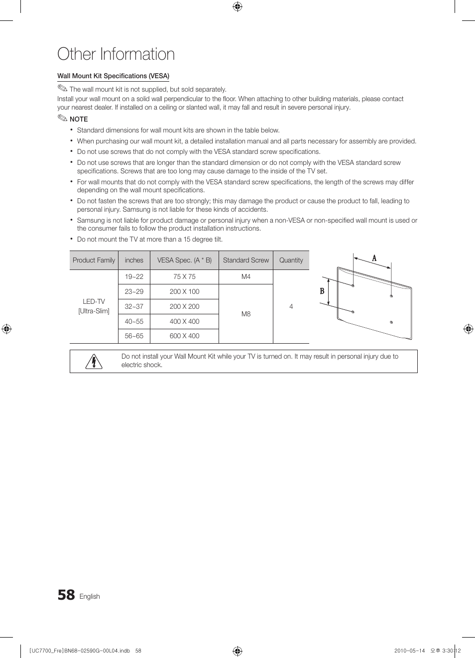 Other information | Samsung UE40C7700WS User Manual | Page 58 / 258