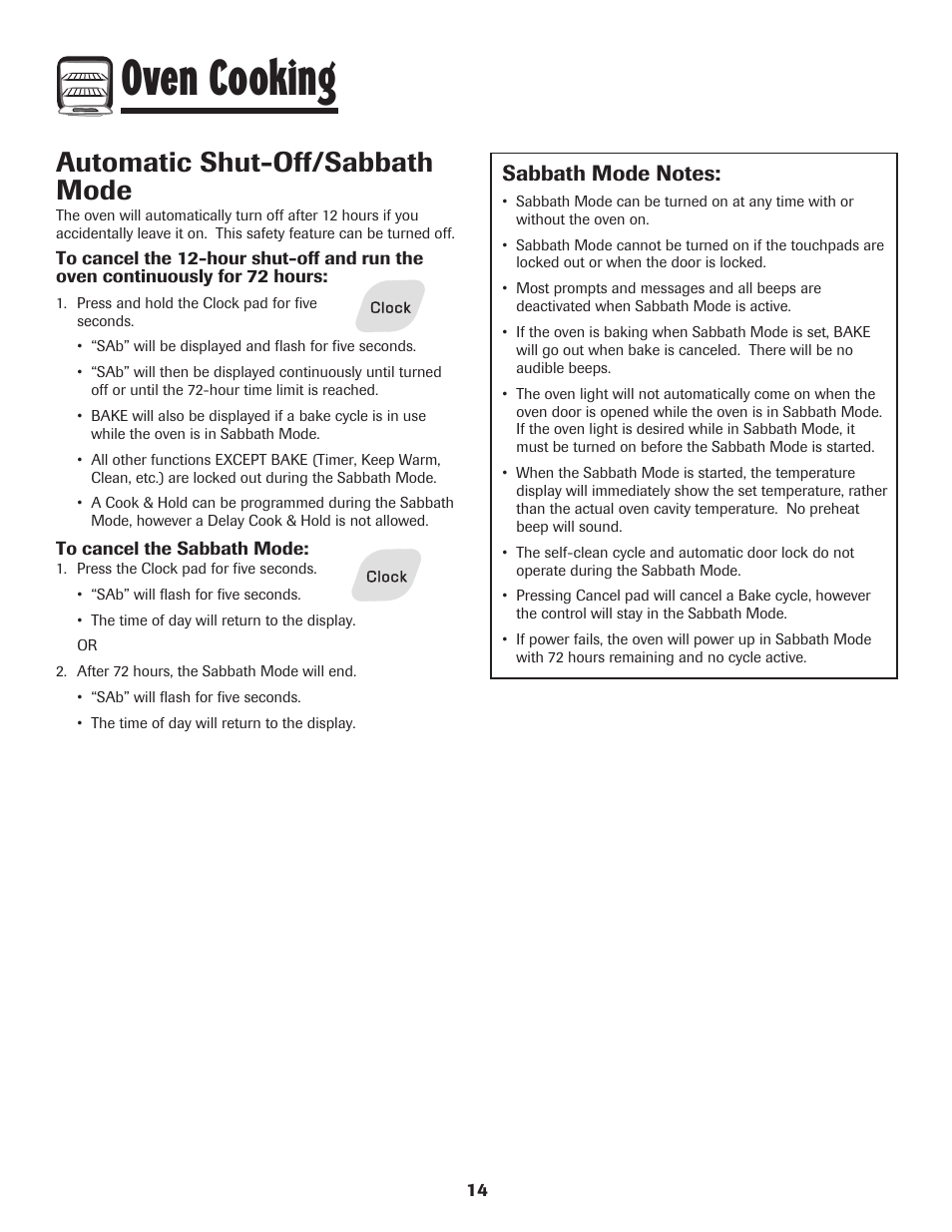 Oven cooking, Automatic shut-off/sabbath mode | Amana AER5845RAW User Manual | Page 15 / 84