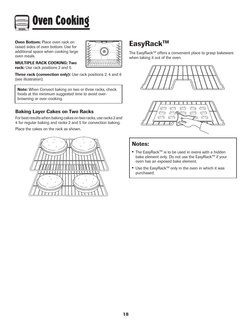 Oven cooking, Easyrack | Amana AER5845RAW User Manual | Page 19 / 84