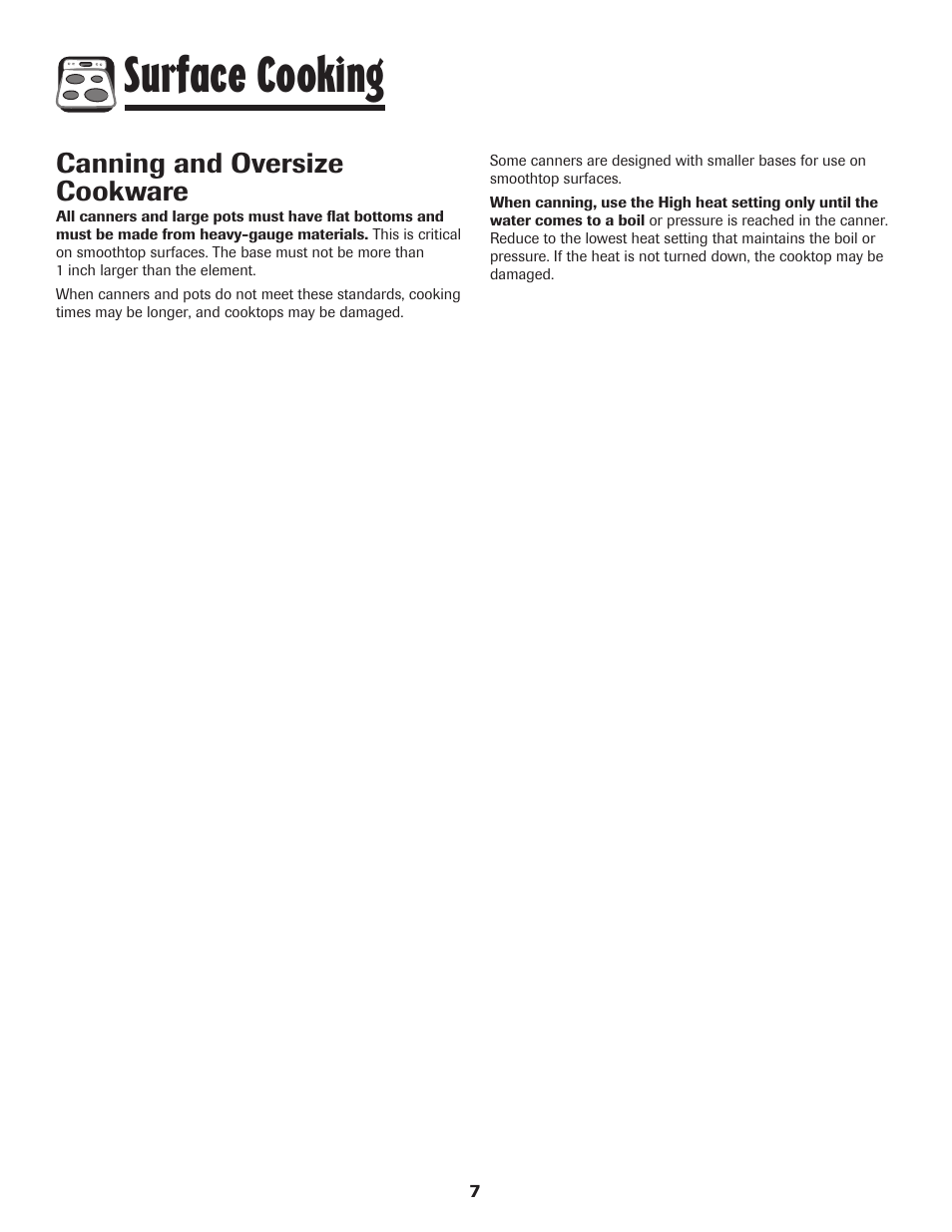 Surface cooking, Canning and oversize cookware | Amana AER5845RAW User Manual | Page 8 / 84