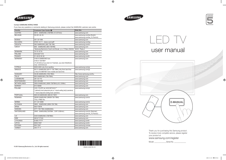 Samsung UE50F5070SS User Manual | 75 pages