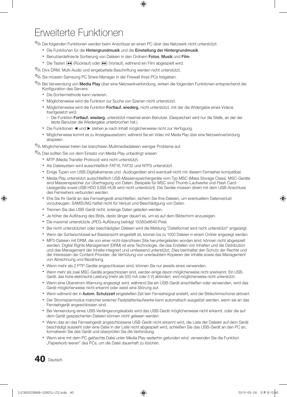 Erweiterte funktionen | Samsung UE46C9000ZW User Manual | Page 104 / 256