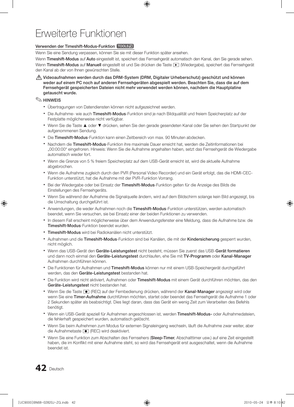 Erweiterte funktionen | Samsung UE46C9000ZW User Manual | Page 106 / 256