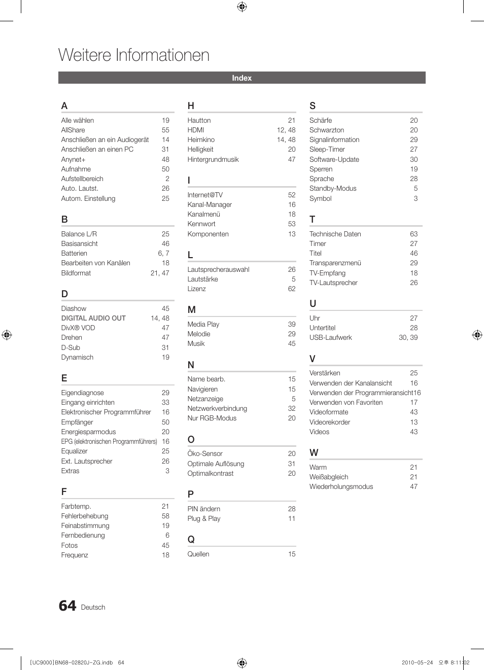 Weitere informationen | Samsung UE46C9000ZW User Manual | Page 128 / 256